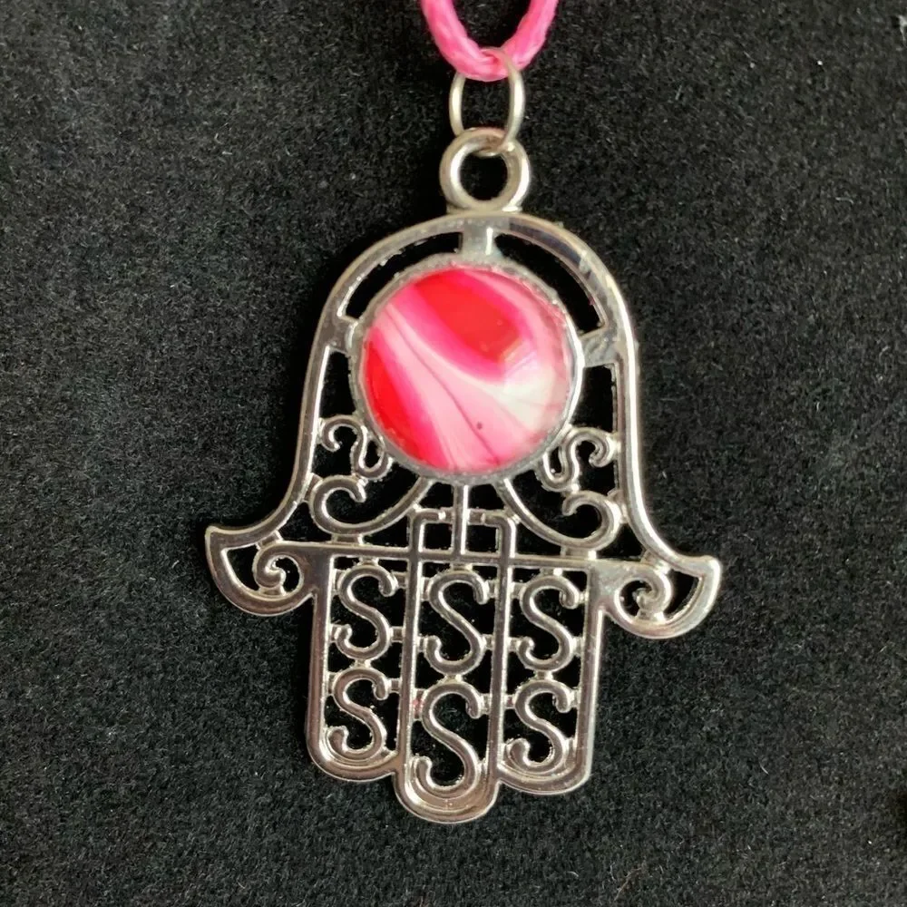 One-of-a-kind HAMSA MEDALLION CORDED NECKLACE‎